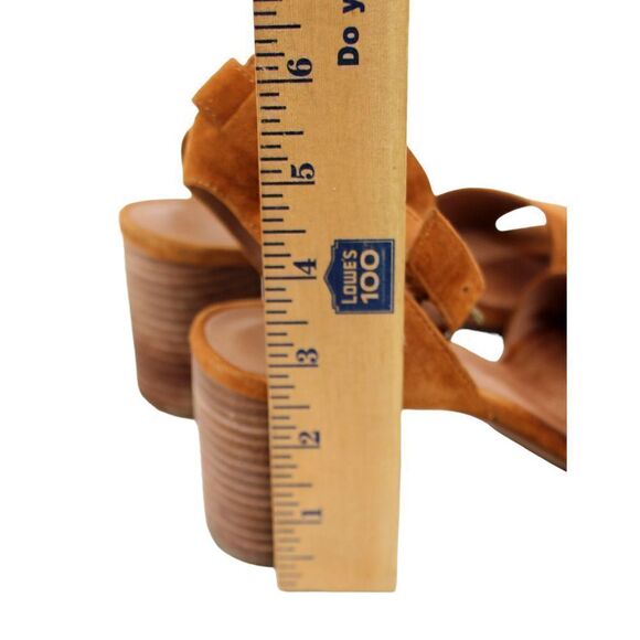 MADEWELL TAN BROWN GENUINE LEATHER SUEDE MID HEEL OPEN TOE STRAPPY SANDALS 6.5 - Picture 4 of 8